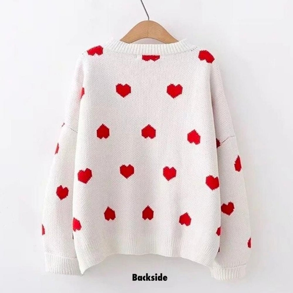 HEART PRINT BOHO KNIT SWEATER HOST PICK - Picture 4 of 8
